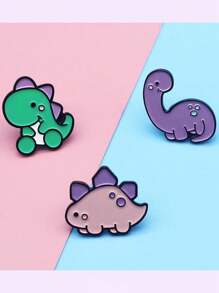 3pcs Dinosaur Brooch Set, Unisex Cute Cartoon Pins For Backpack, Jacket, Shirt Decoration, Friendship Gift