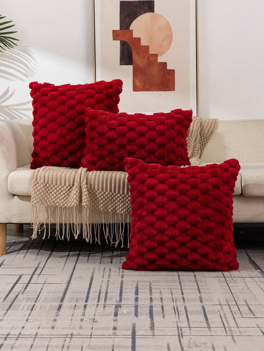 1 Miếng Phong cách Bohemian Rùa Trở lại Mẫu Sang trọng Hình vuông Vỏ gối , Thích hợp Đối với Phòng khách , Phòng ngủ , Ngoài trời , Bốn - Màu Đỏ Sâu - Xem 1