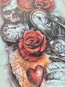 Tiebeauty 4充分手臂臨時紋身貼貼紙,可拆卸充分手臂圖騰水轉移老虎玫瑰龍圖案 - 彩色 - 查看 7