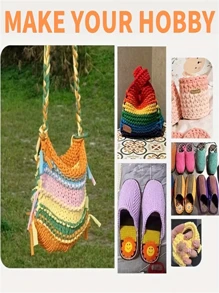 1/2pcs T-shirt Yarn, Colorful Thick Knit Yarn, Hand DIY Bag Blanket Pad Crochet Project, 200g, 1377.95inch - 1PCS - View 4