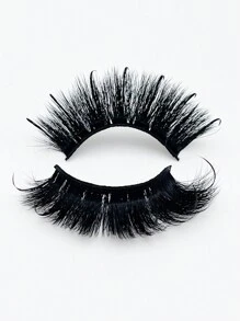 Wet Look Eyelashes,1 Pair 19mm Wispy Manga Fake Eyelashes Faux Mink Natural Soft Cute Wispy Volumized False Eyelashes - Black - View 4