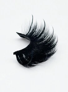 Wet Look Eyelashes,1 Pair 19mm Wispy Manga Fake Eyelashes Faux Mink Natural Soft Cute Wispy Volumized False Eyelashes - Black - View 3