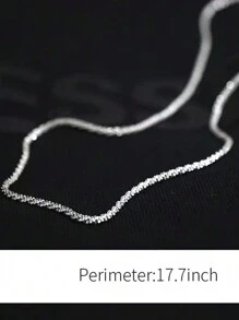 FOREVER QUEEN 925純銀頸鍊女士銀鏈,無吊墜925鎖骨鏈,裸鏈星系細鏈,方便配戴堆疊 - 銀色 - 查看 3