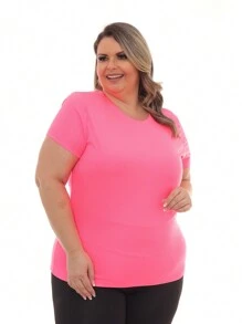 Kit 3 Peças - Camiseta Feminina Dry Fit Plus Size Poliester Academia - Multicolorido - Visão 6