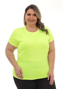 Kit 3 Peças - Camiseta Feminina Dry Fit Plus Size Poliester Academia - Multicolorido - Visão 9