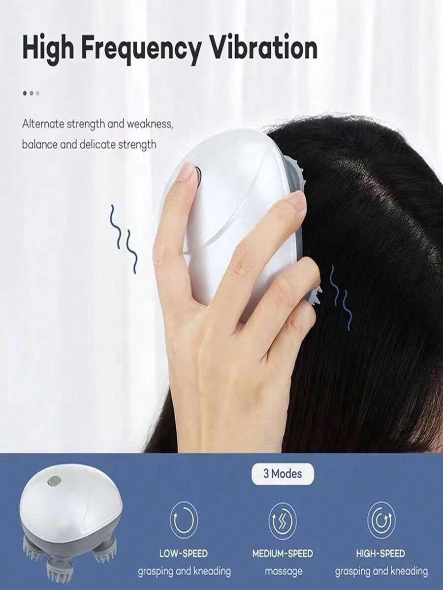New Mini Usb Rechargeable Electric Body Massage Gun, Vibrating Head And Scalp Massager For Home Use - White - View 1