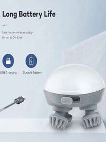 New Mini Usb Rechargeable Electric Body Massage Gun, Vibrating Head And Scalp Massager For Home Use - White - View 5