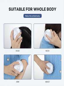 New Mini Usb Rechargeable Electric Body Massage Gun, Vibrating Head And Scalp Massager For Home Use - White - View 4