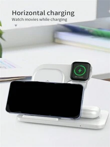 1入黑色15w 3合1可摺疊無線充電座兼手機架，適用於華為P40 Mate三星Galaxy iPhone 14 13 12 11 Pro Max 8 Plus XS Airpods Pro Apple Watch（不支援三星手錶或其他品牌） - 黑色 - 查看 4