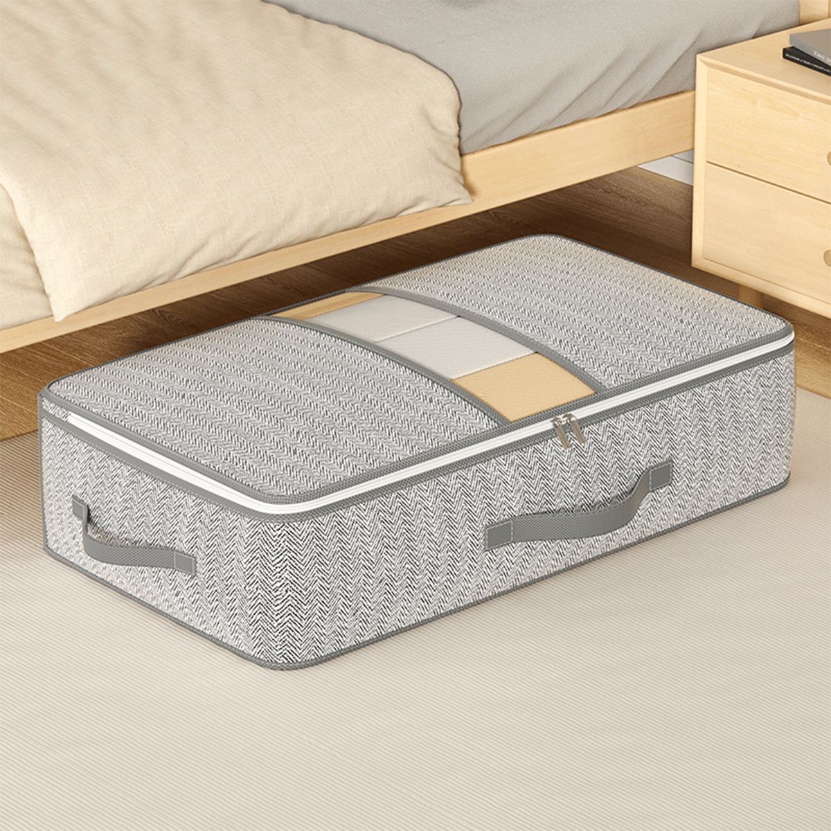 1PC Fog Gray Bed Bottom Visible Storage Bag, Quilt Storage Bag, Toy Storage Bag, Two-Way Zipper, Transparent Window, Selected Fabric, Wear-Resistant, Suitable For Warehouse Storage Or Home Debris Storage And Organization Storage Bag Clothes Storage For Lingerie Drawer Organizer School Organizer Bags Teacher Storage Bags Organizer Storage Bins Under Bed Storage Bag Clothes Container Underbed Storage Containers Closet Organizers For Organizing Clothes Blankets Pillows Comforter Sweaters