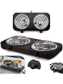 Fogão Fogareiro Elétrico Cooktop Portátil 2 Bocas 2000w Potente Prático 220v - Preto - Visão 1