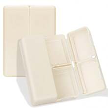 1pc 10cm Cream-Coloured  Daily Pill Organizer, 7 Compartments Portable Travel Pill Case [Folding Design]Pill Box for Purse Pocket to Hold Vitamins,Cod Liver Oil,Supplements and Medication