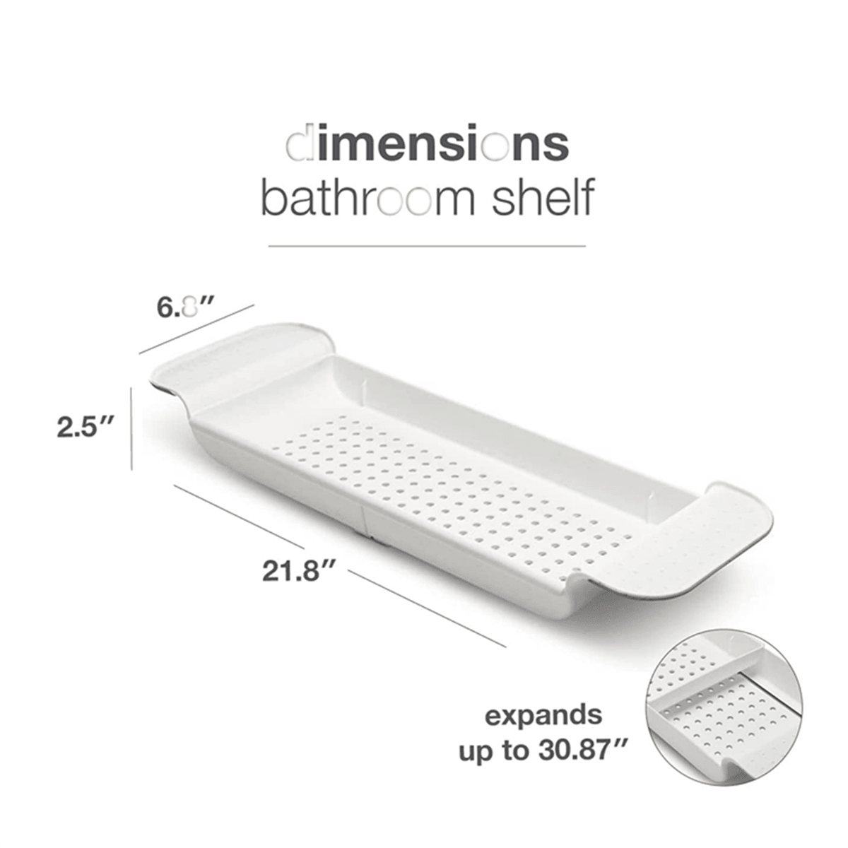 Expandable Bath Tray for Bathtubs, Plastic Shower and Bath shelf caddy