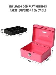 Pequeña Caja De Efectivo Con Cerradura Y Ranura Alcancía De Monedas - Rosa - Ver 5
