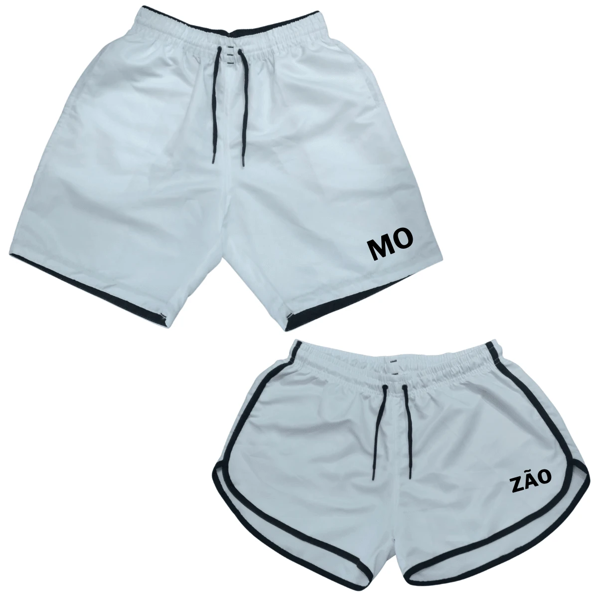 Conjunto Kit Shorts Para Casais Shorts Casal Namorados Love - Branco - Visão 1