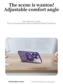 Father's Day Magnetic Ring Shockproof Case Soft Cover Compatible With IPhone 15 14 13 12 11 Pro Max Plus Invisible Kickstand Clear Back Slim Phone Cover - Purple - View 8