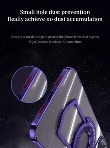 Father's Day Magnetic Ring Shockproof Case Soft Cover Compatible With IPhone 15 14 13 12 11 Pro Max Plus Invisible Kickstand Clear Back Slim Phone Cover - Purple - View 7