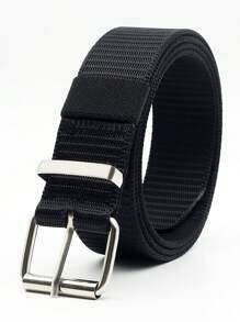 1pc Men's Simple & Versatile & Durable Sports Outdoor Nylon Belt With Buckle, Suitable For Daily Wear Casual - Black - View 1
