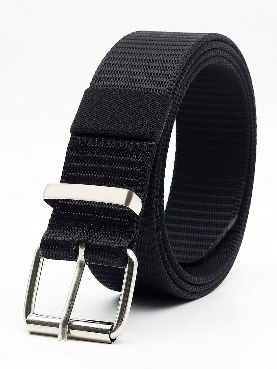 1pc Men's Simple & Versatile & Durable Sports Outdoor Nylon Belt With Buckle, Suitable For Daily Wear Casual - Black - View 1