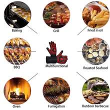 1入組防熱手套，適用於燒烤、微波爐和烤箱，阻燃且不變黃，可承受500-800度的熱量，廚房和露營必備用品 - 黑色 - 查看 3