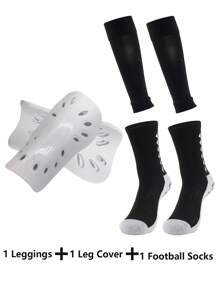 1組防滑足球襪運動襪 & 脛護套裝,比賽裝備 - 彩色 - 查看 1