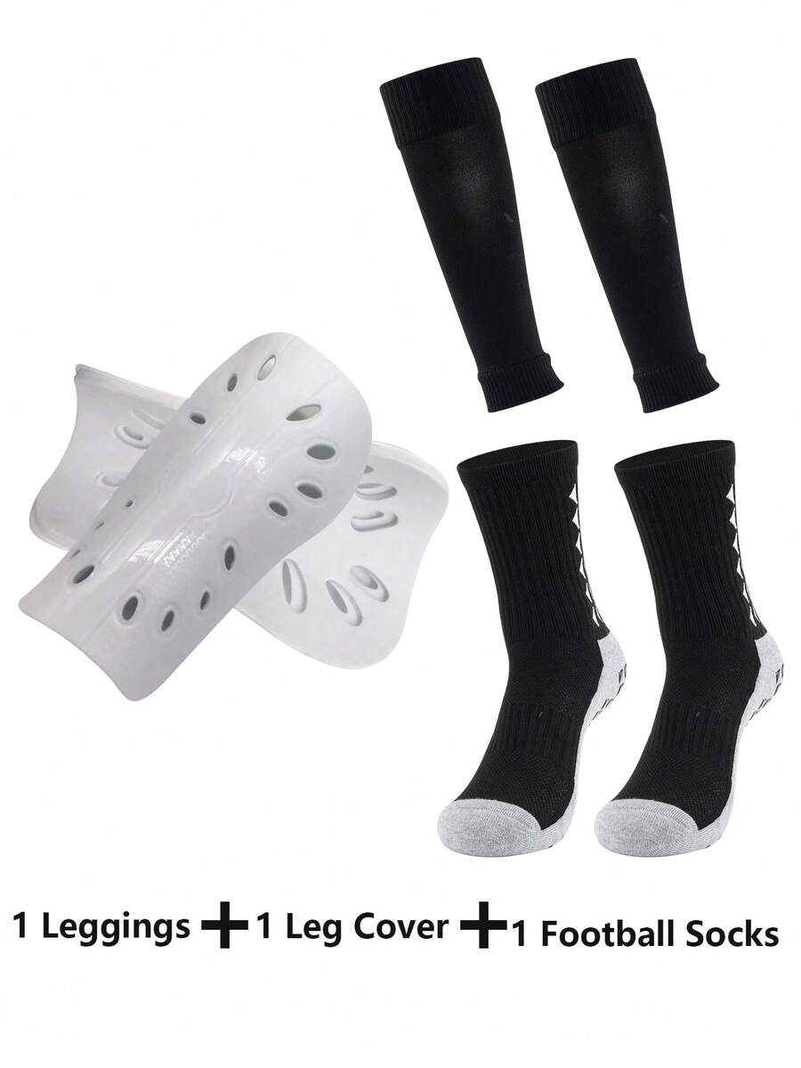 1組防滑足球襪運動襪 & 脛護套裝,比賽裝備 - 彩色 - 查看 1