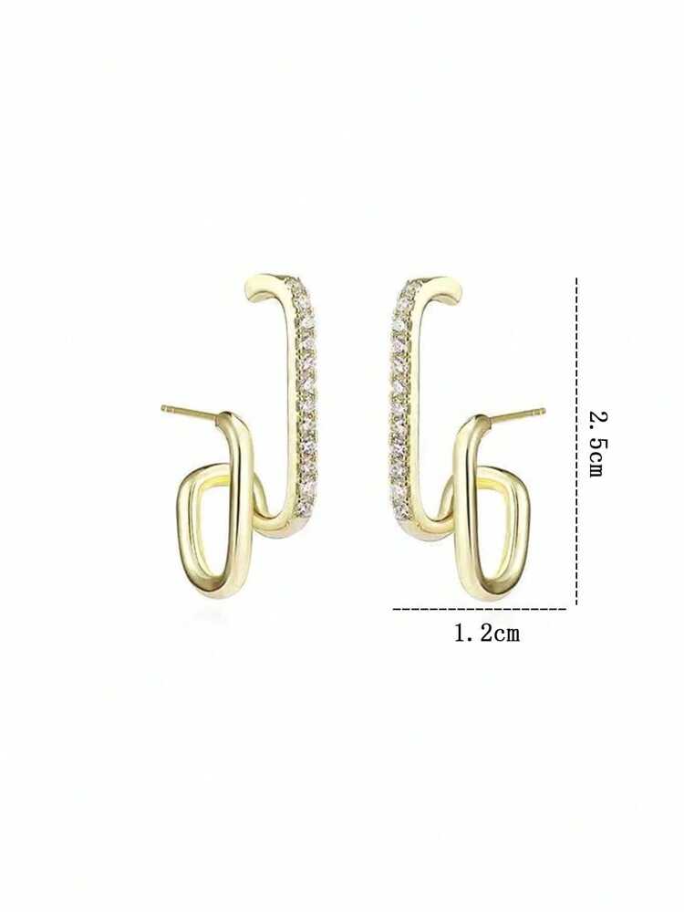 1pair Fashionable Asymmetric Shaped Earrings For Girl