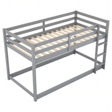 Nestfair Twin over Twin Floor Bunk Bed with Ladder
