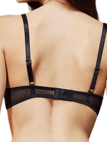 2pcs/set Women's Perspective Lingerie Bra And Panties Set - Black - View 5