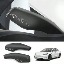 2pcs/set Black Silicone Steering Wheel Cover For Tesla Model 3 Model Y, Full Protection Gear Shift Knob Cover, Tesla Accessories - Black - View 1