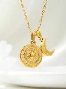 1件极简主义日月吊坠项链