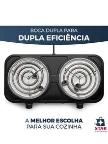 Fogão Fogareiro Elétrico Cooktop Portátil 2 Bocas 2000w Potente Prático 220v - Preto - Visão 9