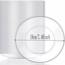 10 件透明 19 公分金邊盤子,非常適合派對、聚會、幼兒園、工廠團隊建設晚宴