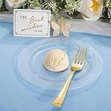 10 件透明 19 公分金邊盤子,非常適合派對、聚會、幼兒園、工廠團隊建設晚宴