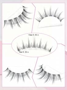 Asiteo 10 Pairs Cartoon Style False Eyelashes, Delicate Band Design, Transparent & Soft - Black - View 6