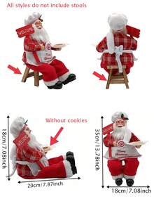1入組聖誕禮物14英寸坐著的聖誕老人人偶,聖誕節裝飾物,掛在聖誕樹上的裝飾品,聖誕老人娃娃玩具可收藏 - 酒紅色 - 查看 3