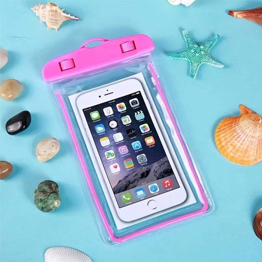 1pc Universal Waterproof Phone Pouch, Compatible With IPhone And Pixel, Support Touch Screen, Underwater Phone Protector - Pink - View 1