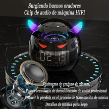 Devil Bocina Bluetooth Con Reloj Despertador Digital - Negro - Ver 2