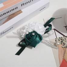 6入組香襉套裝,配有模擬玫瑰花,適用於婚禮、舞會與畢業派對 - 墨綠色 - 查看 2