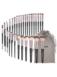 MAANGE 30/49pcs Makeup Brush Set, Includes 30pcs Professional Makeup Brushes + 1pc Velvet Bag + 1pc Makeup Sponge Holder + 1pc Makeup Brush Cleaning Bowl, Powder Brush, Blush Brush, Concealer Brush, Contour Brush, Nose Brush, Eye Shadow Brush, Eyebrow Brush, Detail Brush, Ideal Travel Makeup Brush Set Gift For Women And Girls - Black - View 8