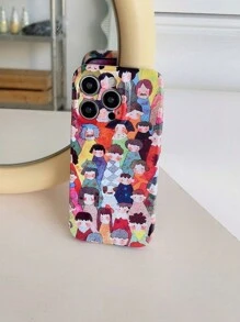 卡通蠟筆人像設計手機殼,兼容 Iphone - 彩色 - 查看 1