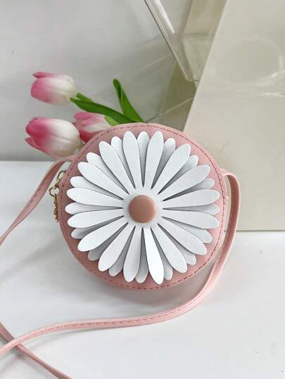 1pc Young Girl's Cute PU Leather Mini Crossbody Bag With Zipper Closure, Suitable For Daily Use All Year Round