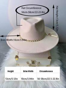 1 Dây Chuyền Nữ Trang Trí Mũ Fedora Thời Trang Có Thể Điều Chỉnh Cho Ngoài Trời - Màu be - Xem 6