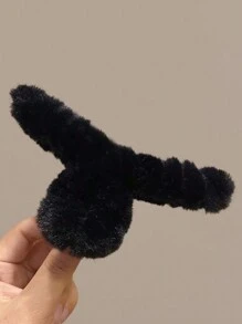 3pcs/Set Women's 4.33in(11cm) Plush Cute Black/White/Brown Large Hair Clips, Fashionable Versatile Accessories For Winter Outfit Matching Hair Claws Claw Clips Hair Jaw Clip Hair Clamps Hair Clutch Hair Catcher Clip, Autumn, School Stuff, College Fall Hair Accessories For Women For Vacation Outfits Woman