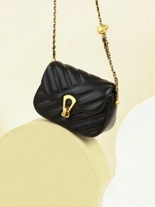 Nuevo Bolso De Hombro Simple Y Lindo, De Moda Y Casual, Textura Bordada Con Patrón De Rayas Delgado Y Mini