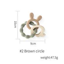 1pc Baby Silicon Teether Ring, Grey-Green Colored With Rabbit & Elephant Shapes, Suitable For Teething Babies, Nice Infant Gift