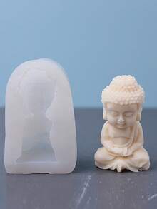 1pc Small Buddha Shaped Silicone Candle Mold For Making Decorative Candles - White - View 2