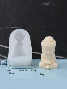 1pc Small Buddha Shaped Silicone Candle Mold For Making Decorative Candles - White - View 4