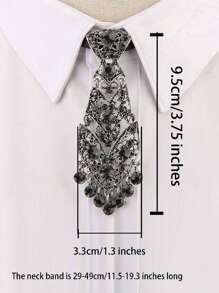 1 Peça Gravata Fina Masculina com Decoração de Pedras de Strass Metálicas, Moda e Ajustável, Adequada para Uso como Anfitrião de Casamento, Gravata Fina Unissex com Pedras de Strass e Metal, Para Festa/Casamento
