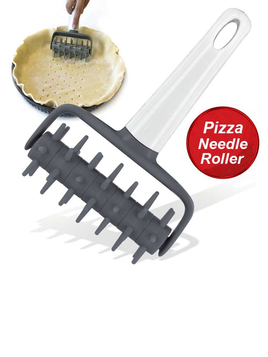 1 Pieza Herramienta De Horneado Rodillo Para Perforar La Masa De Pizza, Rueda Para Pinchar La Base De La Tarta, Cortador De Galletas - Gris - Ver 1